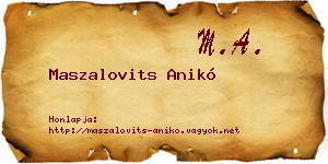 Maszalovits Anikó névjegykártya